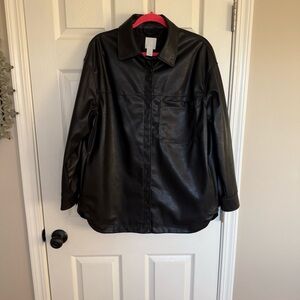 H&M Black Faux Leather Shirt
